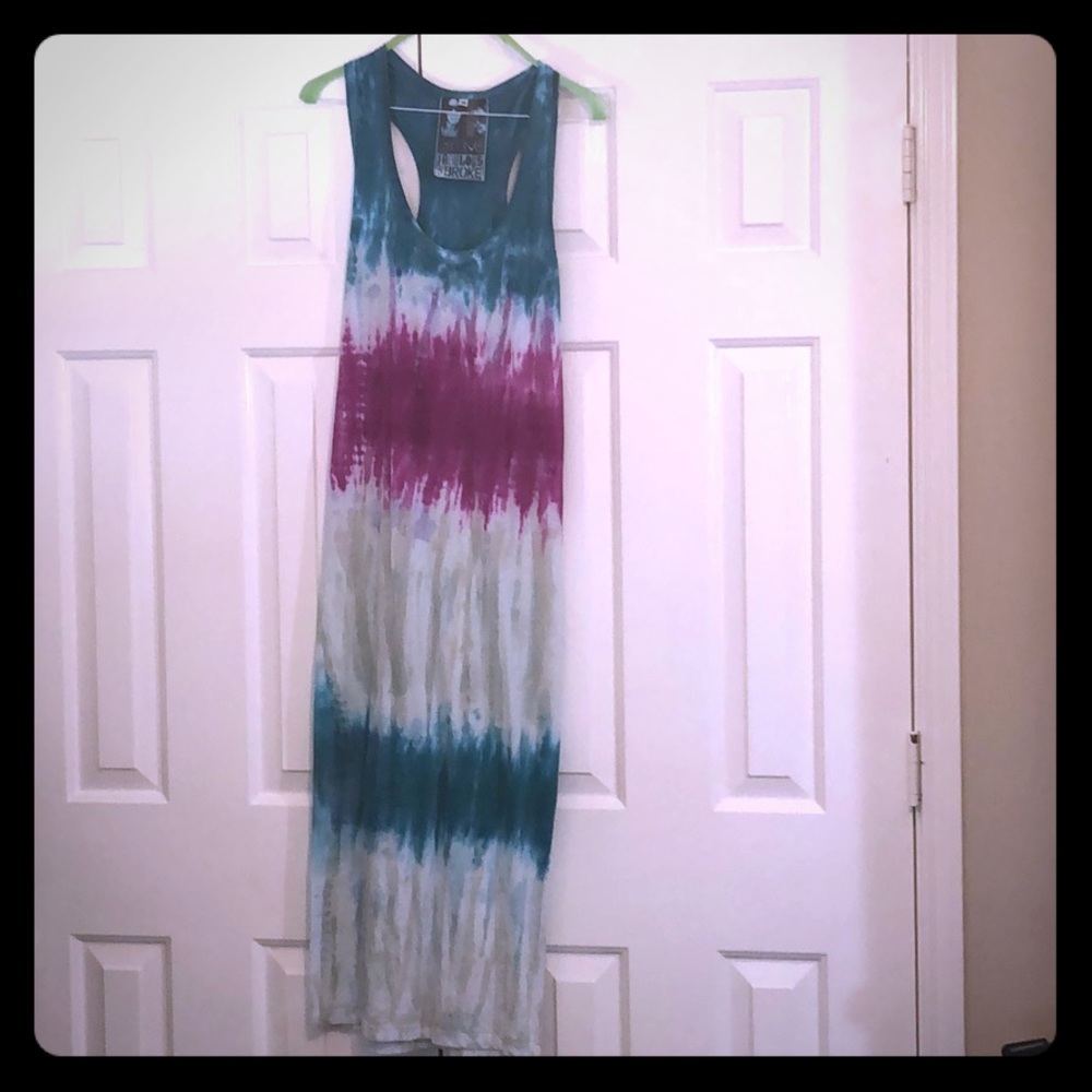 YFB razor back tie dye midi dress